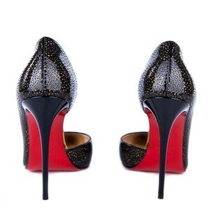 Christian Louboutin very rare laser cut detail blk/gold Galu Pump 100mm EU37